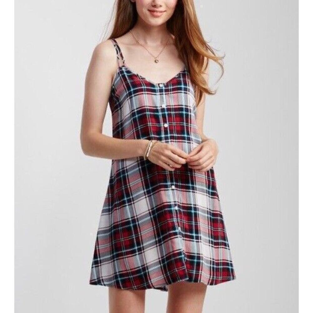 Aeropostale Plaid Strappy Slip Mini Dress Junior Size Small